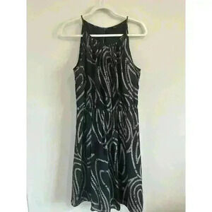 Banana Republic Womens Black/ Gray Spaghetti Strap‎ Dress Fully Silk Lined Sz 10